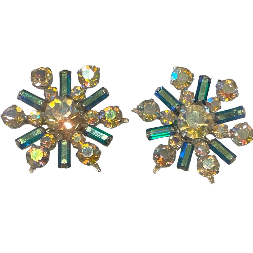 Vintage Vendome Borealis Rhinestone Starburst Earrings